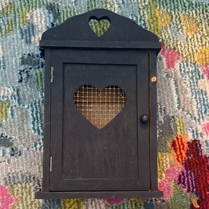 12x7” Wooden Wall Key Cabinet with Heart Cutout